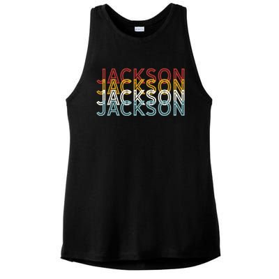 Us American City 70S Retro Usa Vintage Jackson Ladies PosiCharge Tri-Blend Wicking Tank