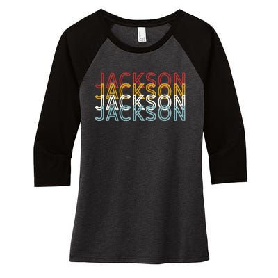 Us American City 70S Retro Usa Vintage Jackson Women's Tri-Blend 3/4-Sleeve Raglan Shirt