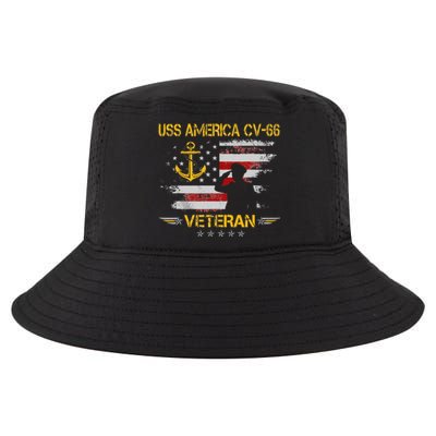 USS America CV 66 Aircraft Carrier Veteran Flag Veterans Day Cool Comfort Performance Bucket Hat