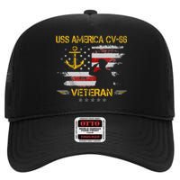 USS America CV 66 Aircraft Carrier Veteran Flag Veterans Day High Crown Mesh Back Trucker Hat