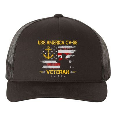 USS America CV 66 Aircraft Carrier Veteran Flag Veterans Day Yupoong Adult 5-Panel Trucker Hat