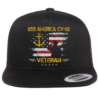 USS America CV 66 Aircraft Carrier Veteran Flag Veterans Day Flat Bill Trucker Hat