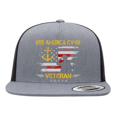 USS America CV 66 Aircraft Carrier Veteran Flag Veterans Day Flat Bill Trucker Hat