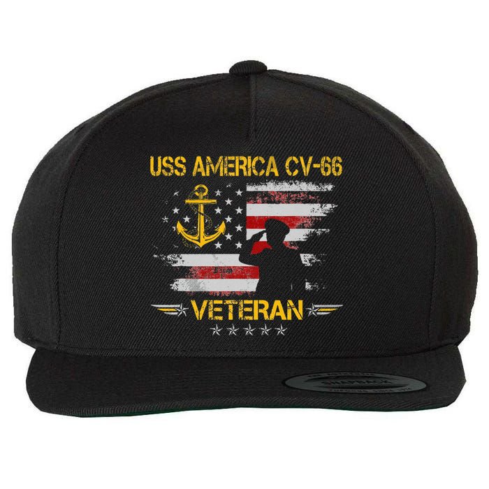 USS America CV 66 Aircraft Carrier Veteran Flag Veterans Day Wool Snapback Cap