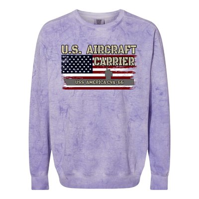 Uss America Cvagift66 Aircraft Carrier Veterans Day Fathers Day Gift Colorblast Crewneck Sweatshirt