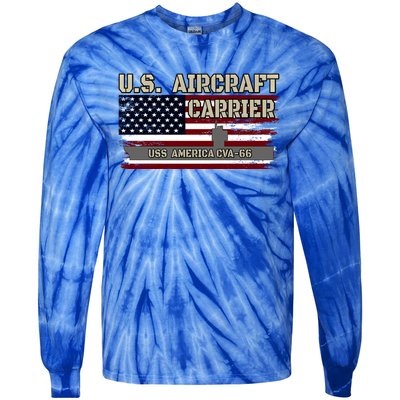 Uss America Cvagift66 Aircraft Carrier Veterans Day Fathers Day Gift Tie-Dye Long Sleeve Shirt