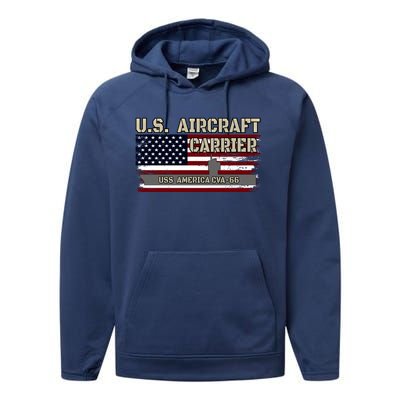 Uss America Cvagift66 Aircraft Carrier Veterans Day Fathers Day Gift Performance Fleece Hoodie