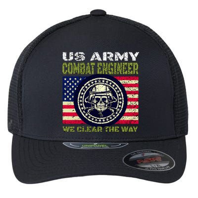 US Army Combat Engineer US Flag Patriotic Military Flexfit Unipanel Trucker Cap