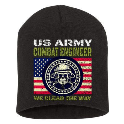 US Army Combat Engineer US Flag Patriotic Military Short Acrylic Beanie