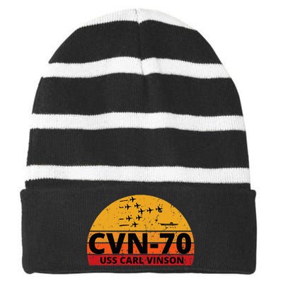 US Aircraft Carrier CVN-70 USS Carl Vinson Striped Beanie with Solid Band