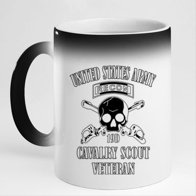 U.S. Army Cavalry Scout Veteran (Back Design) 11oz Black Color Changing Mug