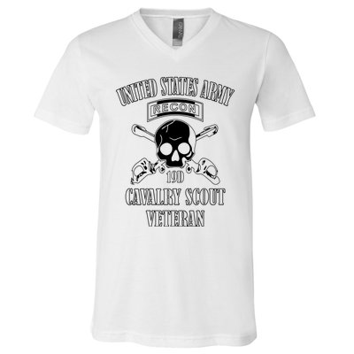 U.S. Army Cavalry Scout Veteran (Back Design) V-Neck T-Shirt