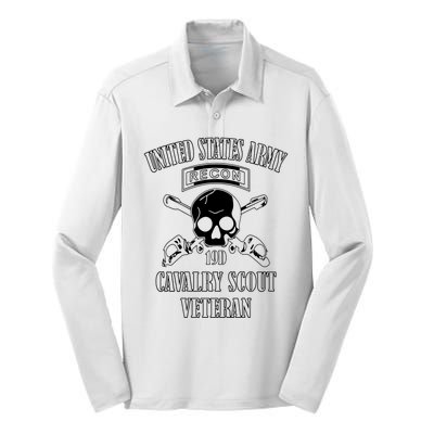 U.S. Army Cavalry Scout Veteran (Back Design) Silk Touch Performance Long Sleeve Polo