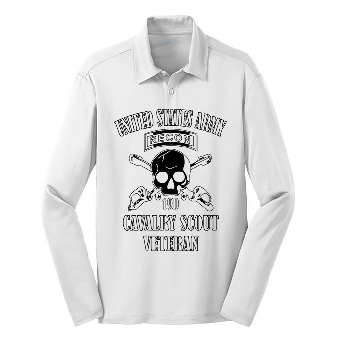 U.S. Army Cavalry Scout Veteran (Back Design) Silk Touch Performance Long Sleeve Polo