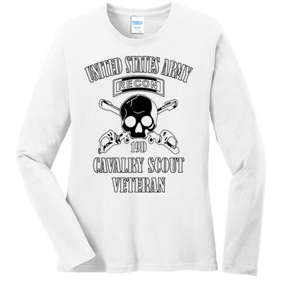 U.S. Army Cavalry Scout Veteran (Back Design) Ladies Long Sleeve Shirt