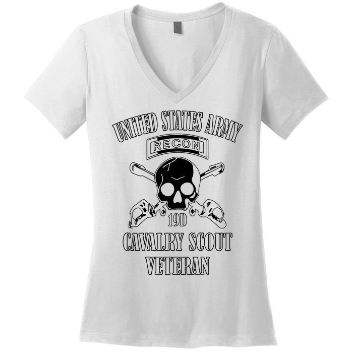 U.S. Army Cavalry Scout Veteran (Back Design) Women's V-Neck T-Shirt