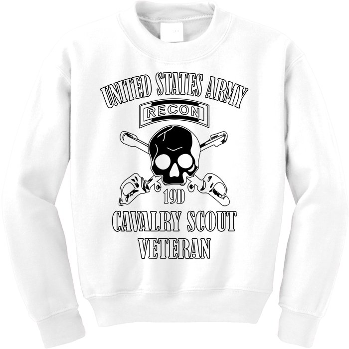 U.S. Army Cavalry Scout Veteran (Back Design) Kids Sweatshirt