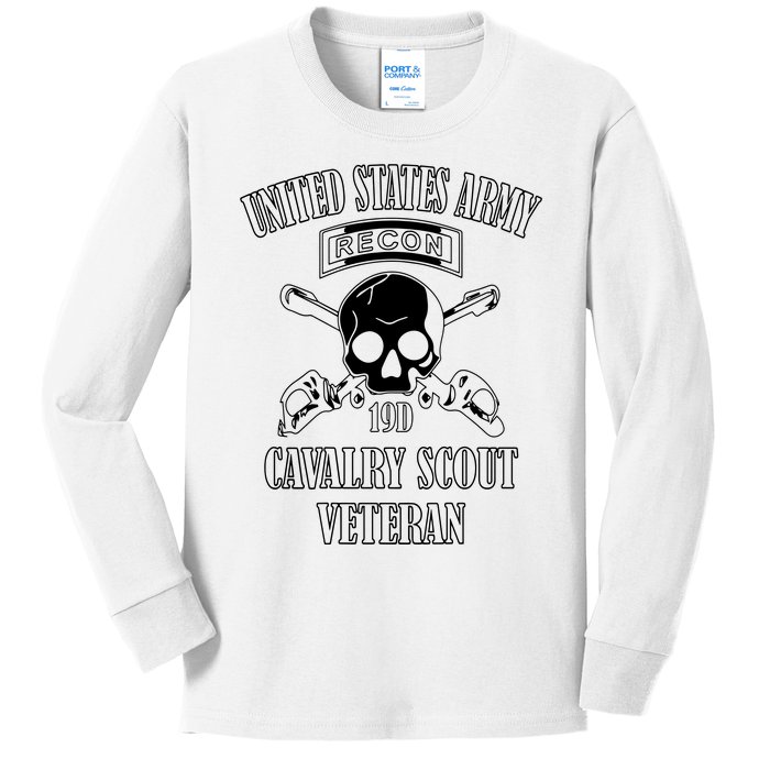 U.S. Army Cavalry Scout Veteran (Back Design) Kids Long Sleeve Shirt