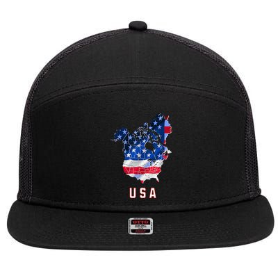 Usa And Canada Map Annex Canada 51st State Trump Greenland 7 Panel Mesh Trucker Snapback Hat