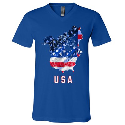 Usa And Canada Map Annex Canada 51st State Trump Greenland V-Neck T-Shirt