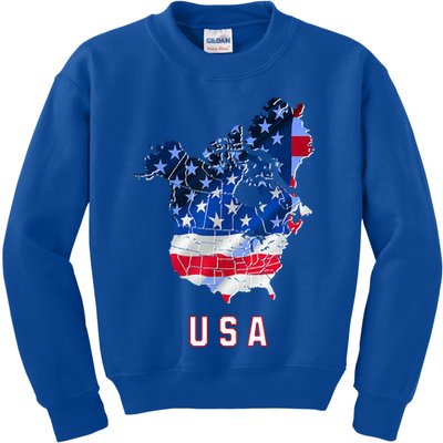 Usa And Canada Map Annex Canada 51st State Trump Greenland Kids Sweatshirt
