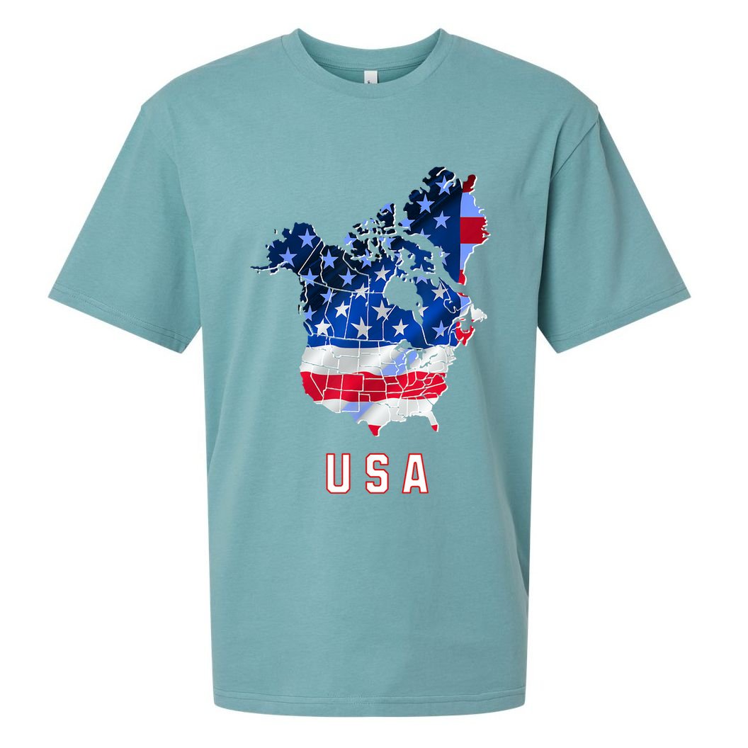 Usa And Canada Map Annex Canada 51st State Trump Greenland Sueded Cloud Jersey T-Shirt
