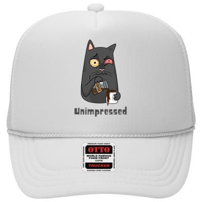 Unimpressed Angry Cat High Crown Mesh Back Trucker Hat