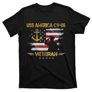 USS America CV66 Aircraft Carrier Veteran Flag Veterans Day T-Shirt