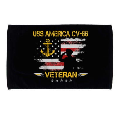 USS America CV66 Aircraft Carrier Veteran Flag Veterans Day Microfiber Hand Towel