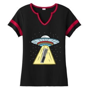 Ufo Abduction Comb Hairstylist Cool Gift Ladies Halftime Notch Neck Tee