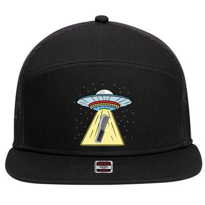 Ufo Abduction Comb Hairstylist Cool Gift 7 Panel Mesh Trucker Snapback Hat