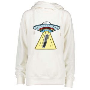 Ufo Abduction Comb Hairstylist Cool Gift Womens Funnel Neck Pullover Hood