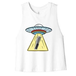 Ufo Abduction Comb Hairstylist Cool Gift Women's Racerback Cropped Tank