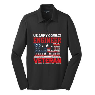 US Army Combat Engineer Veteran Gift Silk Touch Performance Long Sleeve Polo