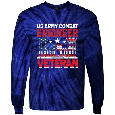 US Army Combat Engineer Veteran Gift Tie-Dye Long Sleeve Shirt