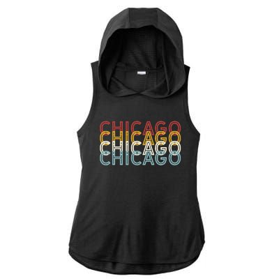 Us American City 70S Retro Usa Vintage Chicago Ladies PosiCharge Tri-Blend Wicking Draft Hoodie Tank