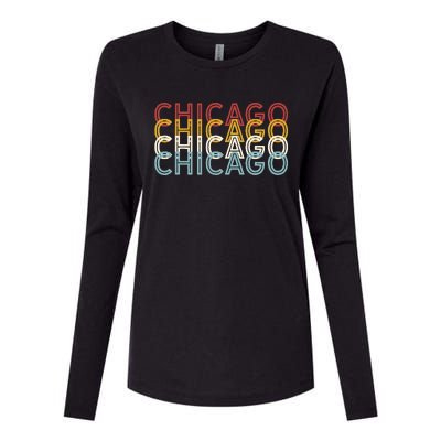 Us American City 70S Retro Usa Vintage Chicago Womens Cotton Relaxed Long Sleeve T-Shirt