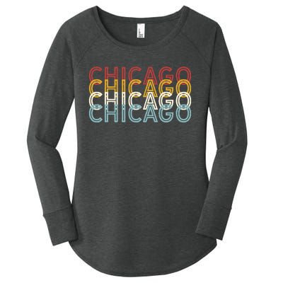 Us American City 70S Retro Usa Vintage Chicago Women's Perfect Tri Tunic Long Sleeve Shirt