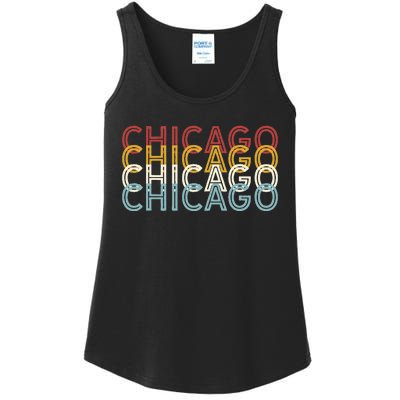 Us American City 70S Retro Usa Vintage Chicago Ladies Essential Tank