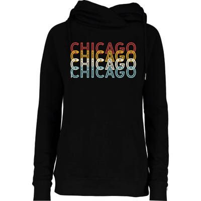 Us American City 70S Retro Usa Vintage Chicago Womens Funnel Neck Pullover Hood