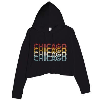 Us American City 70S Retro Usa Vintage Chicago Crop Fleece Hoodie