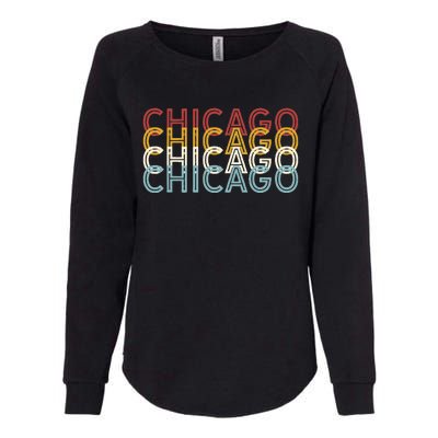 Us American City 70S Retro Usa Vintage Chicago Womens California Wash Sweatshirt