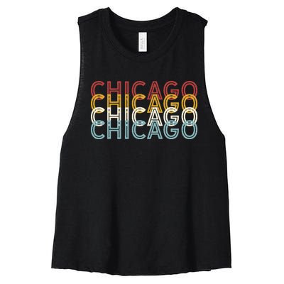 Us American City 70S Retro Usa Vintage Chicago Women's Racerback Cropped Tank