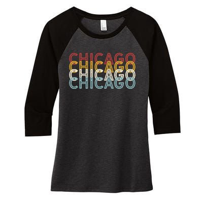 Us American City 70S Retro Usa Vintage Chicago Women's Tri-Blend 3/4-Sleeve Raglan Shirt