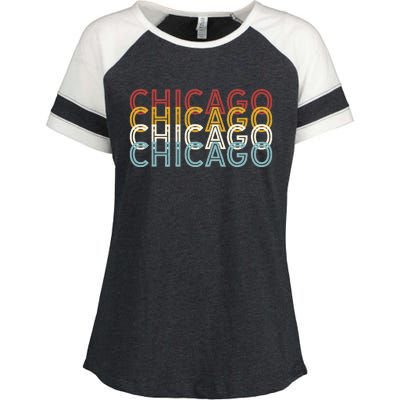 Us American City 70S Retro Usa Vintage Chicago Enza Ladies Jersey Colorblock Tee