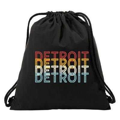 Us American City 70S Retro Usa Vintage Detroit Drawstring Bag