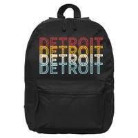 Us American City 70S Retro Usa Vintage Detroit 16 in Basic Backpack