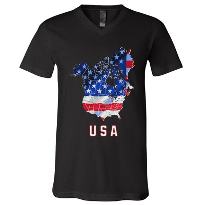 Usa And Canada Map Annex Canada 51st State Trump Greenland V-Neck T-Shirt