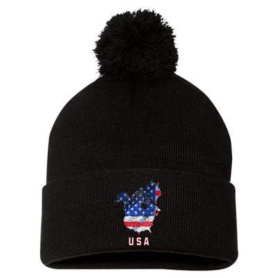 Usa And Canada Map Annex Canada 51st State Trump Greenland Pom Pom 12in Knit Beanie