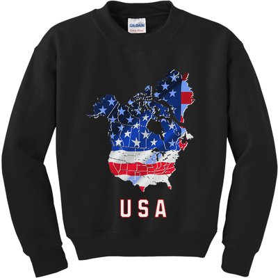 Usa And Canada Map Annex Canada 51st State Trump Greenland Kids Sweatshirt